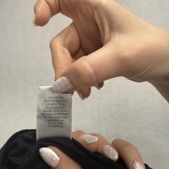 LA Made Shirt Womens Small Black Long Sleeve V Neck 100% Cotton Made USA Top - Picture 7 of 8